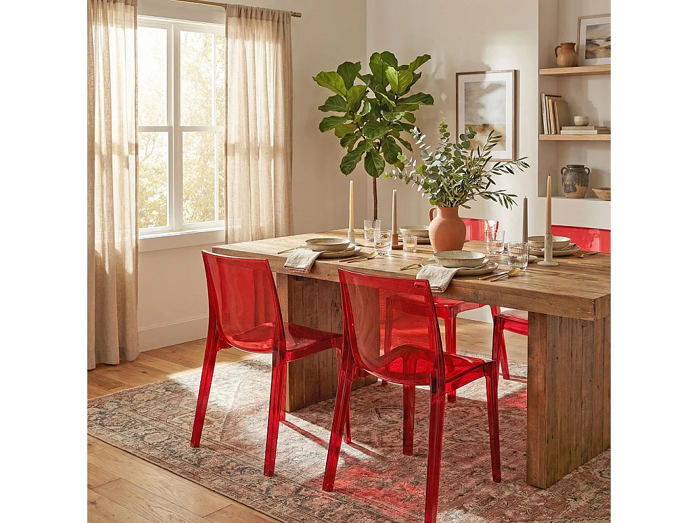 Chaise polycarbonate Manuel Rouge Transparent