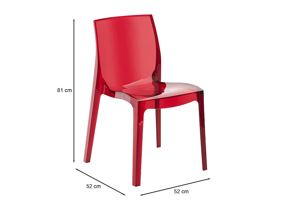 Chaise polycarbonate Manuel Rouge Transparent