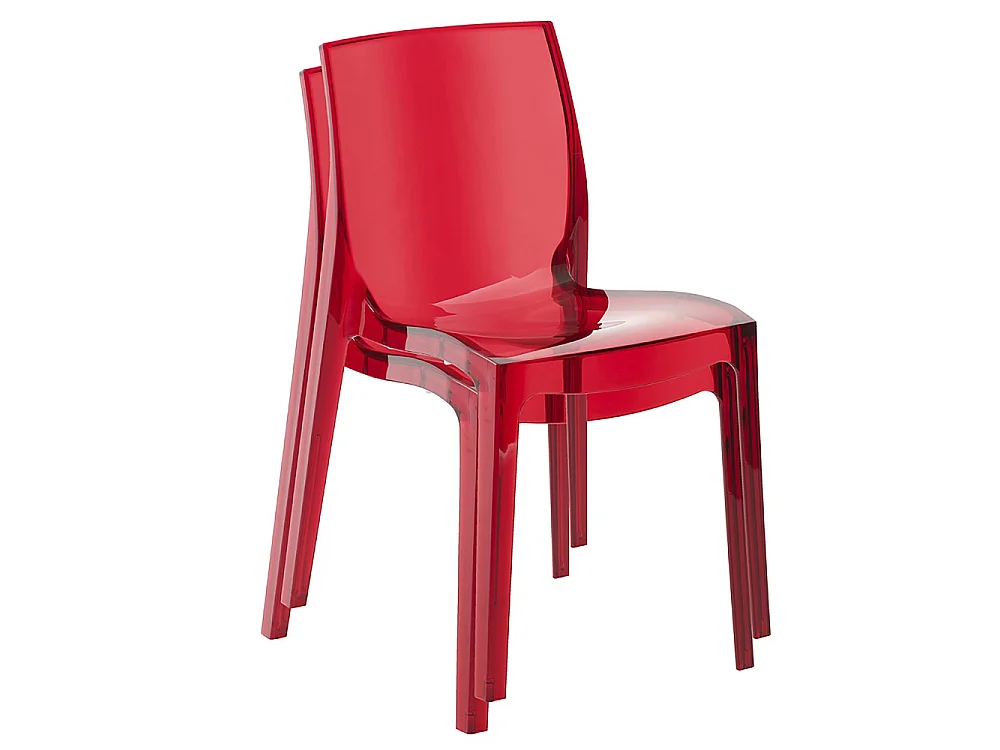 Chaise polycarbonate Manuel Rouge Transparent