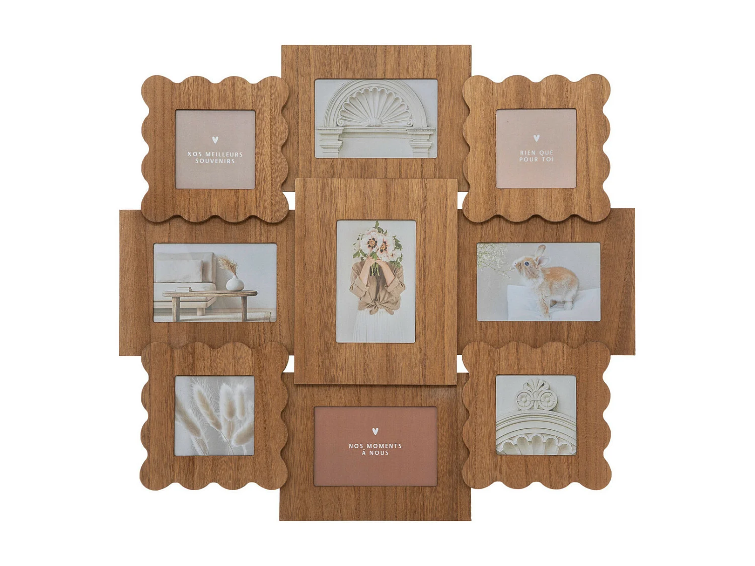 Pêle-mêle Multivues 9 Photos en bois avec relief 54.8 x 58.8 cm