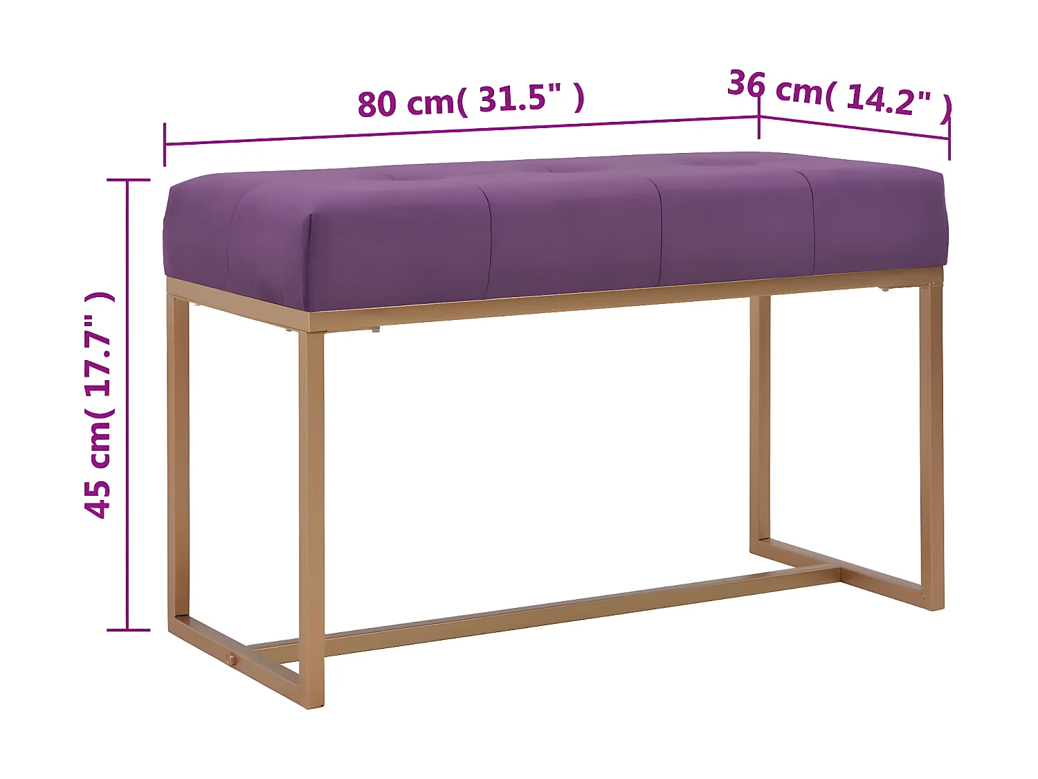 Banco banco 80 x 36 x 45 cm terciopelo morado 02_0010833