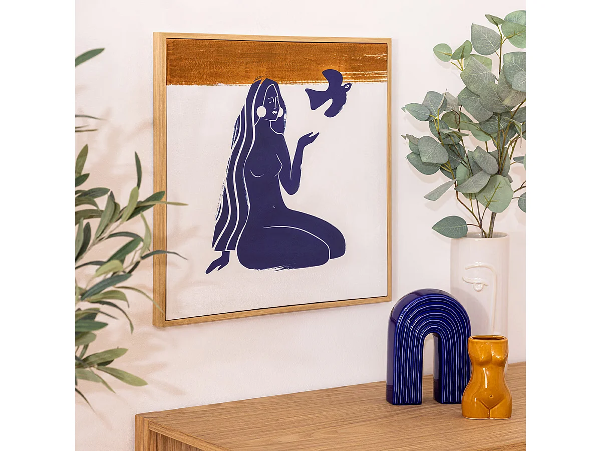 Tableau Toile murale imprimée et encadrée Melody Bleu 45 x 45 cm