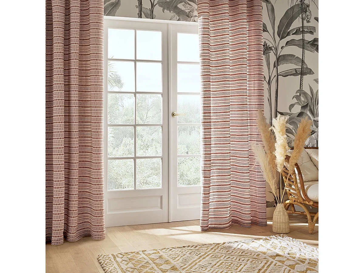 Rideau à œillets Jacquard Terracotta 130 x 260 cm