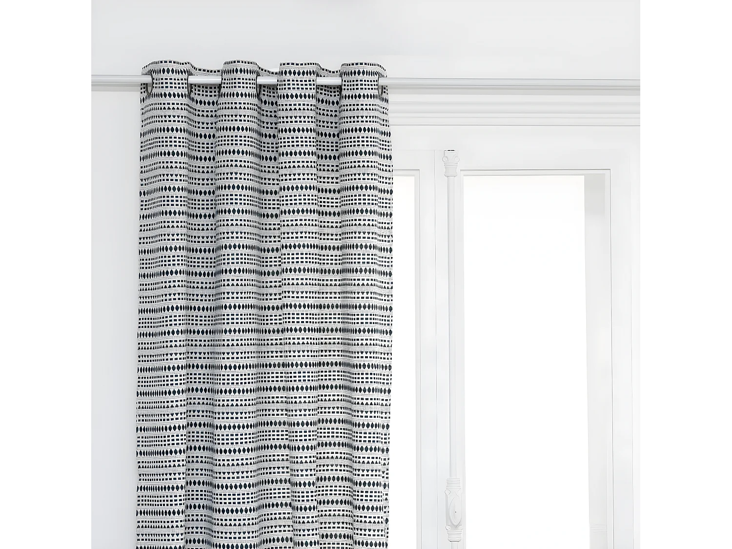 Rideau à œillets Jacquard Bleu Egéen 130 x 260 cm