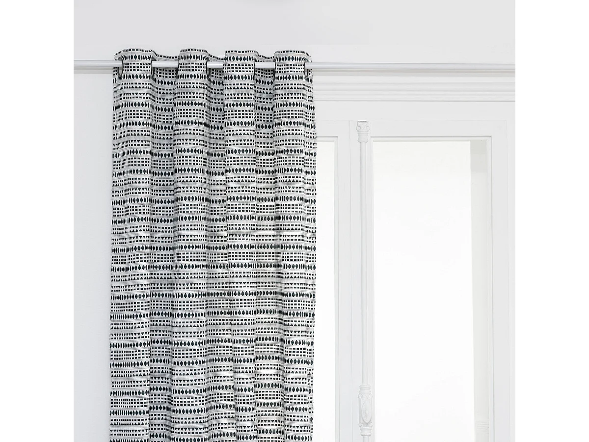 Rideau à œillets Jacquard Bleu Egéen 130 x 260 cm