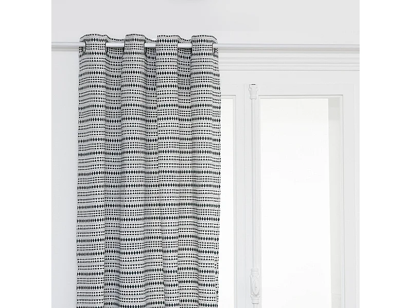 Rideau à œillets Jacquard Bleu Egéen 130 x 260 cm