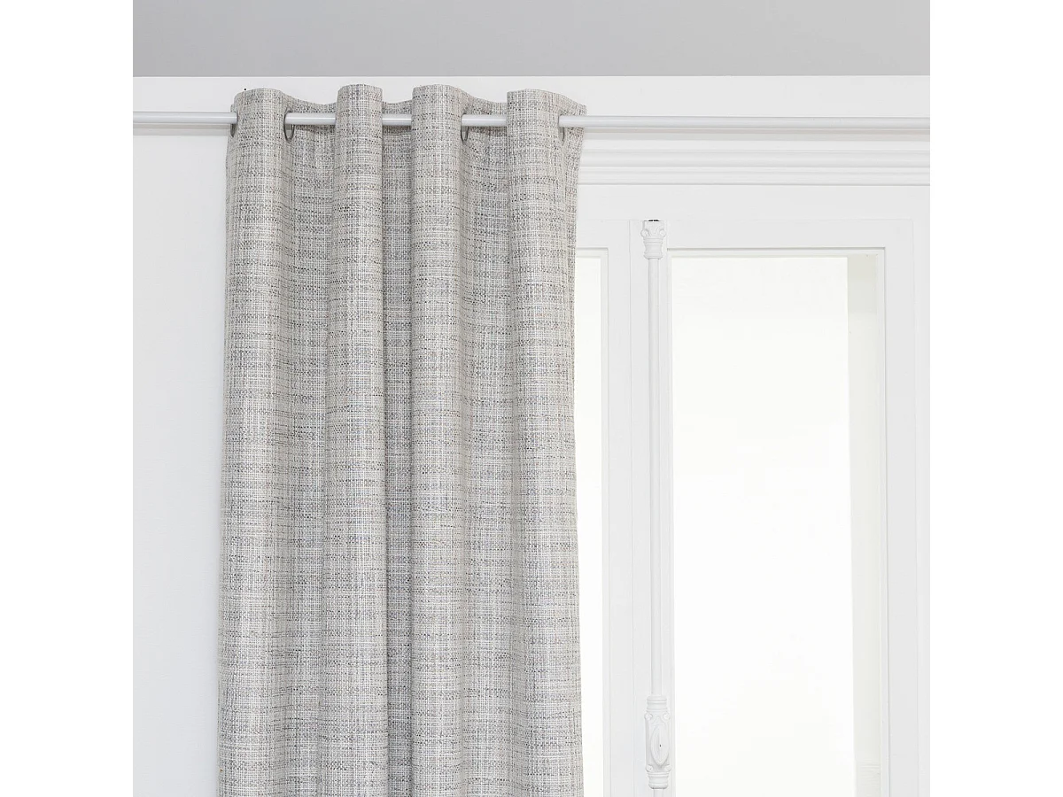 Rideau à œillets Occultant Gris Clair et Beige Lin 140 x 260 cm