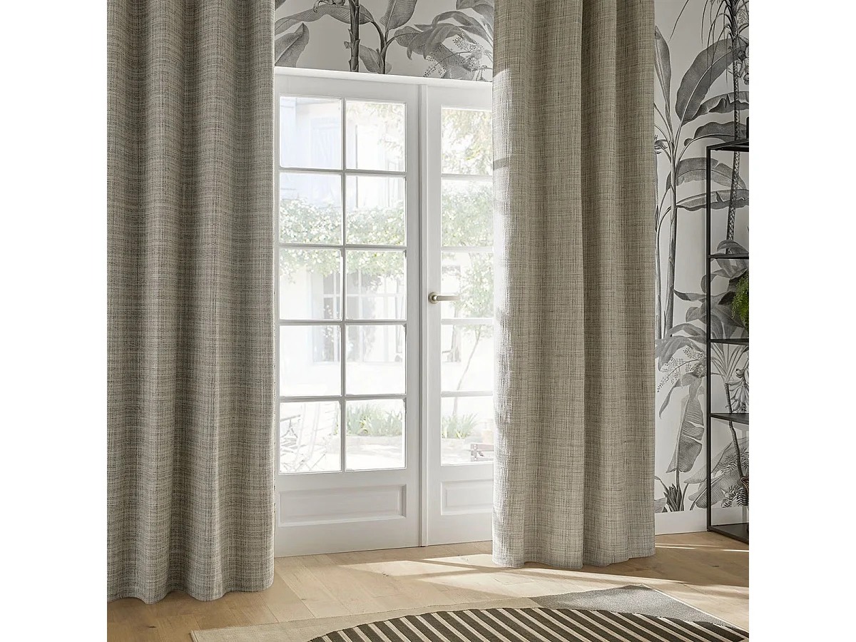 Rideau à œillets Occultant Gris Clair et Beige Lin 140 x 260 cm