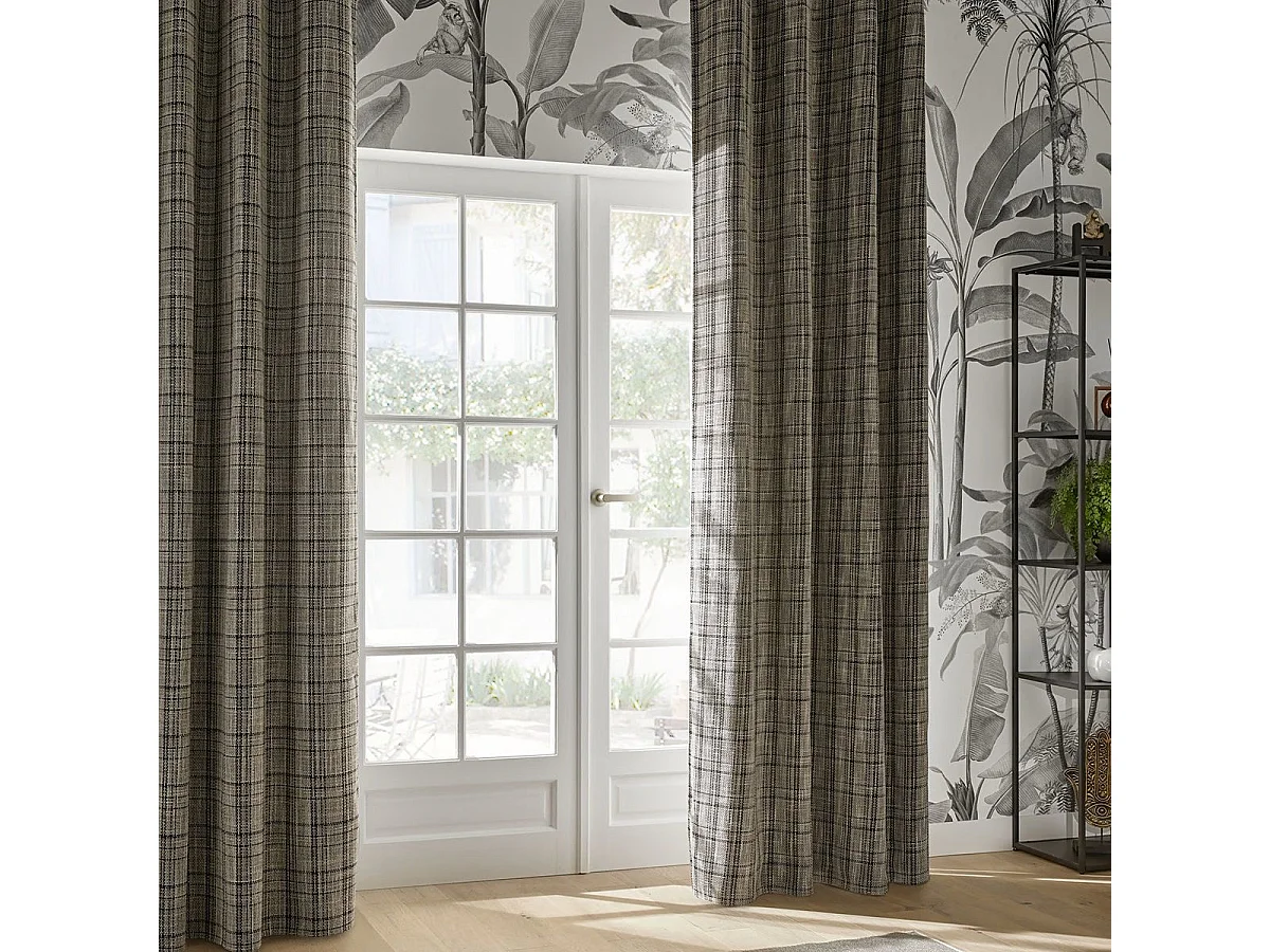 Rideau à œillets Occultant Gris Clair et Beige Lin 140 x 260 cm