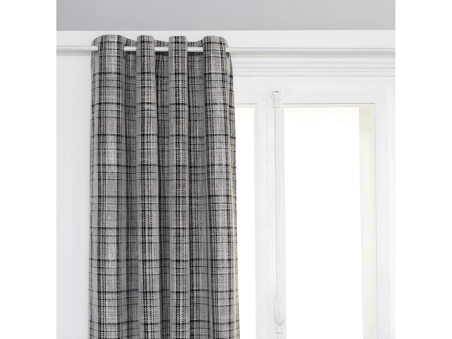 Rideau à œillets Occultant Gris Foncé et Beige Lin 140 x 260 cm