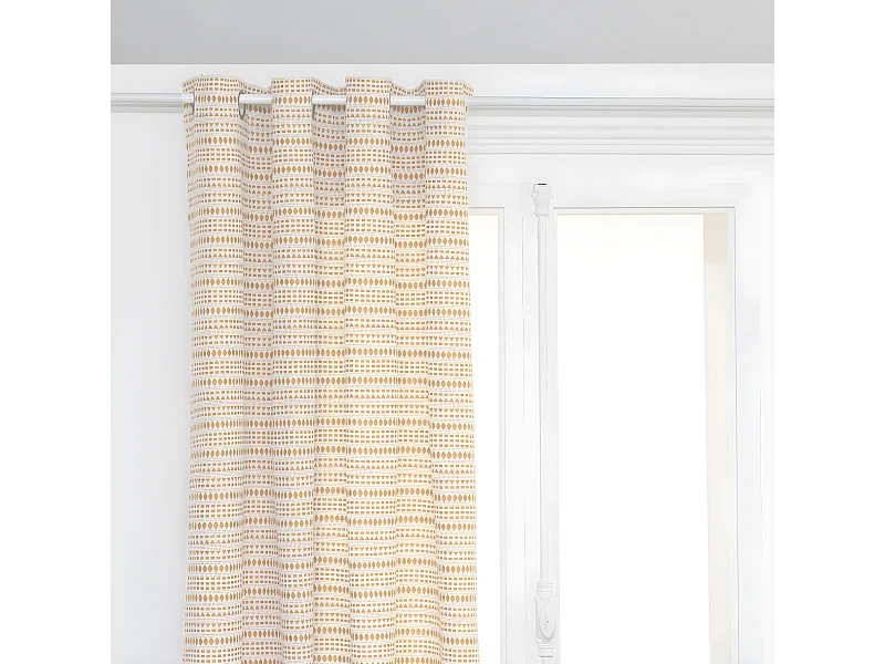 Rideau à œillets Jacquard Beige Lin 130 x 260 cm