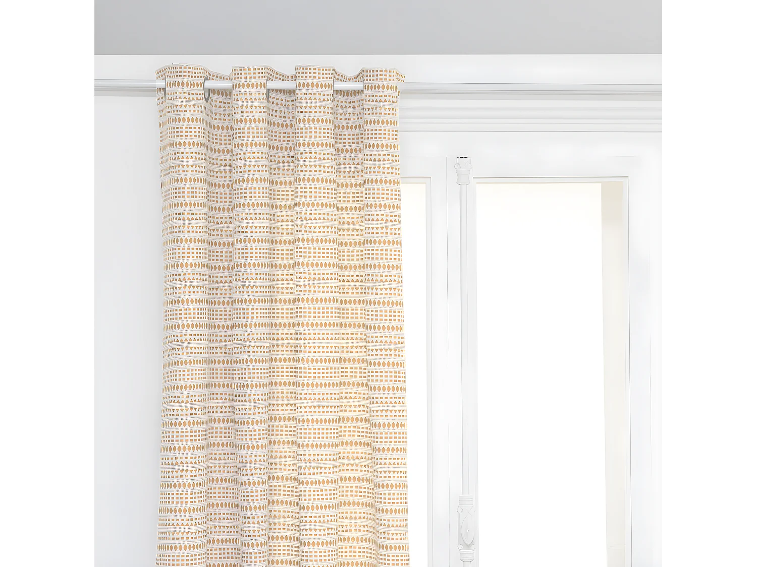 Rideau à œillets Jacquard Beige Lin 130 x 260 cm