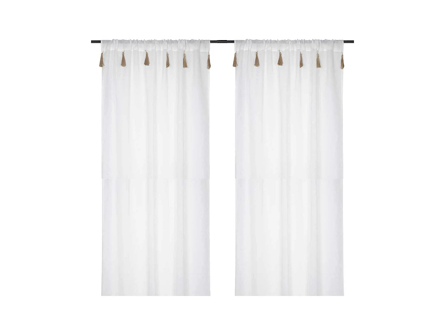 Boho-Vorhang mit Pompons aus Jute