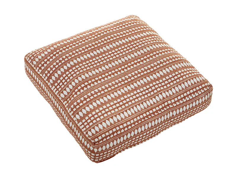 Coussin de sol épais et confortable en coton Terracotta motifs jacquard 38 x 38 cm