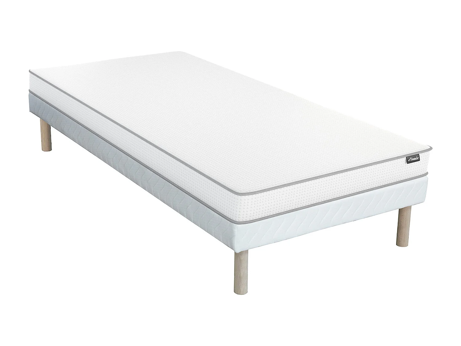 Sæt 90 x 190 ck boxmadras + skummadras + madrasoverdel sovetøj 90 x 190 cm, madrasfjeder + madras i skum, 12 cm - ASTYANAX af YSMÉE