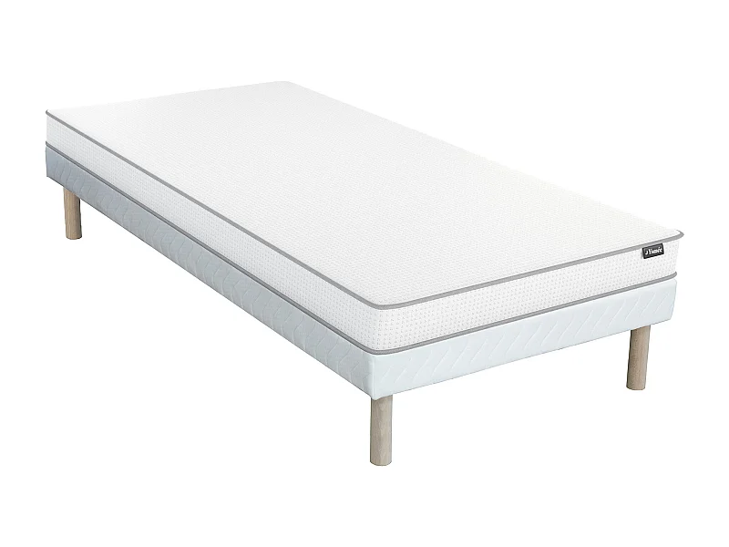 Sæt 90 x 190 ck boxmadras + skummadras + madrasoverdel sovetøj 90 x 190 cm, madrasfjeder + madras i skum, 12 cm - ASTYANAX af YSMÉE