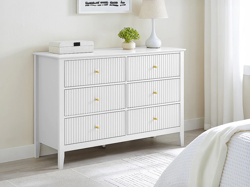 Commode 6 tiroirs en MDF - Blanc - NARIVA