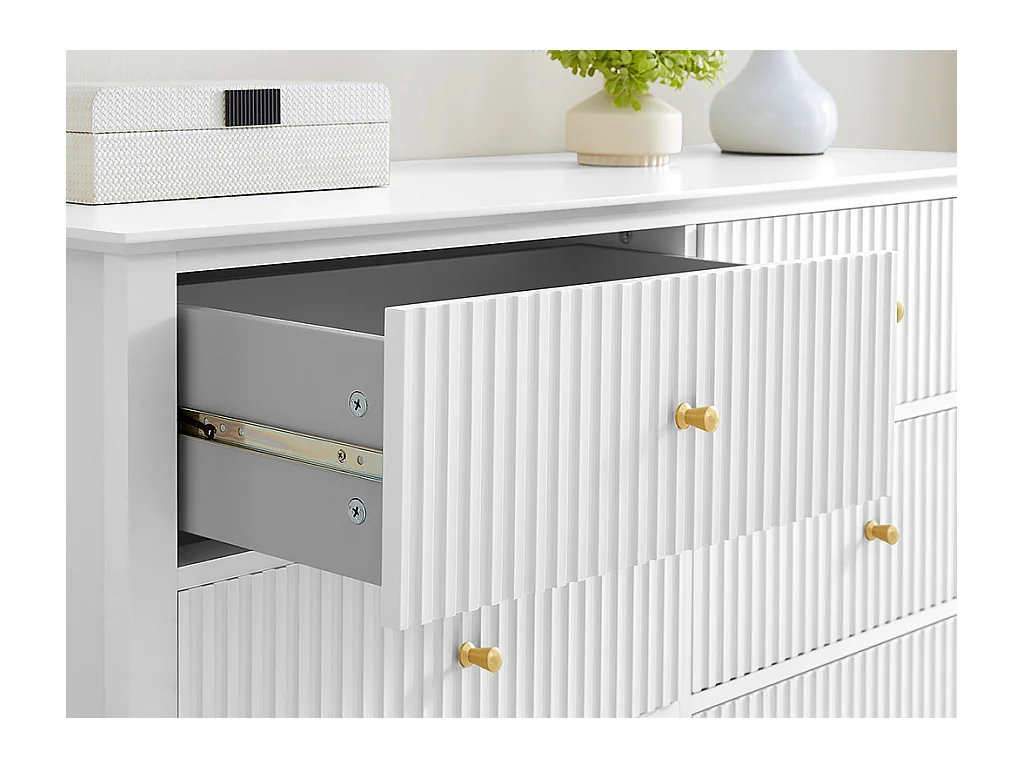 Cómoda 6 gavetas em MDF branco - NARIVA