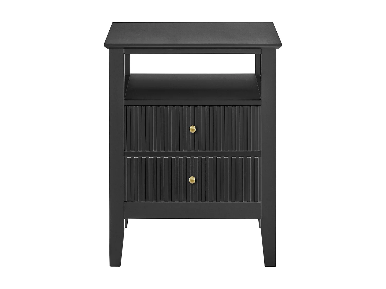Comodino con 2 cassetti e 1 ripiano MDF Nero - NARIVA