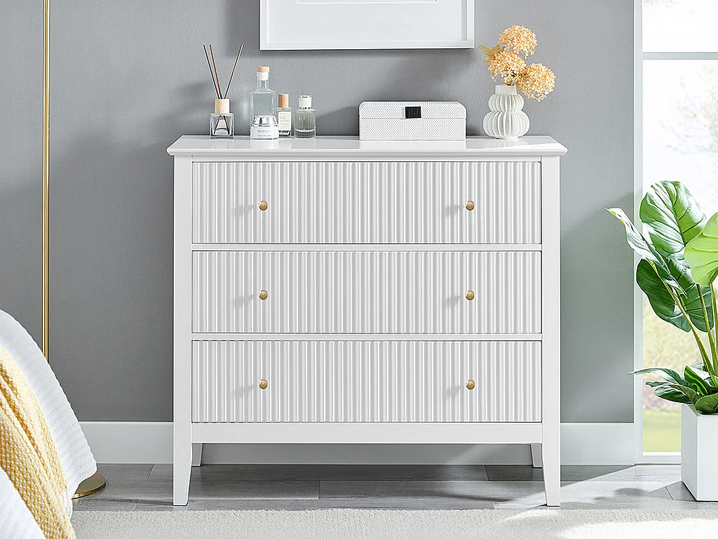 Commode 3 tiroirs en MDF - Blanc - NARIVA