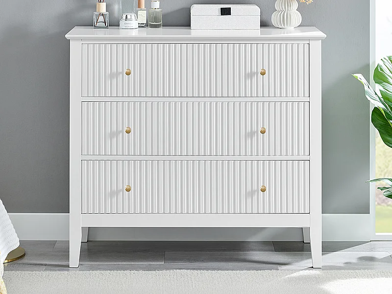 Commode 3 tiroirs en MDF - Blanc - NARIVA