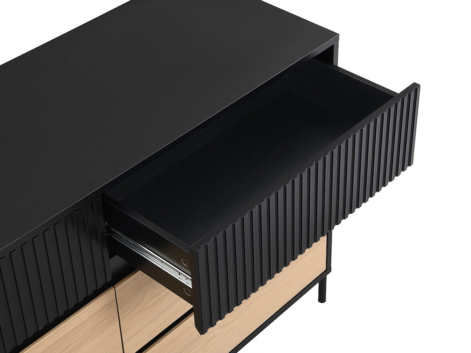 Ladekast met 6 lades - Zwart en naturel - GLARODI