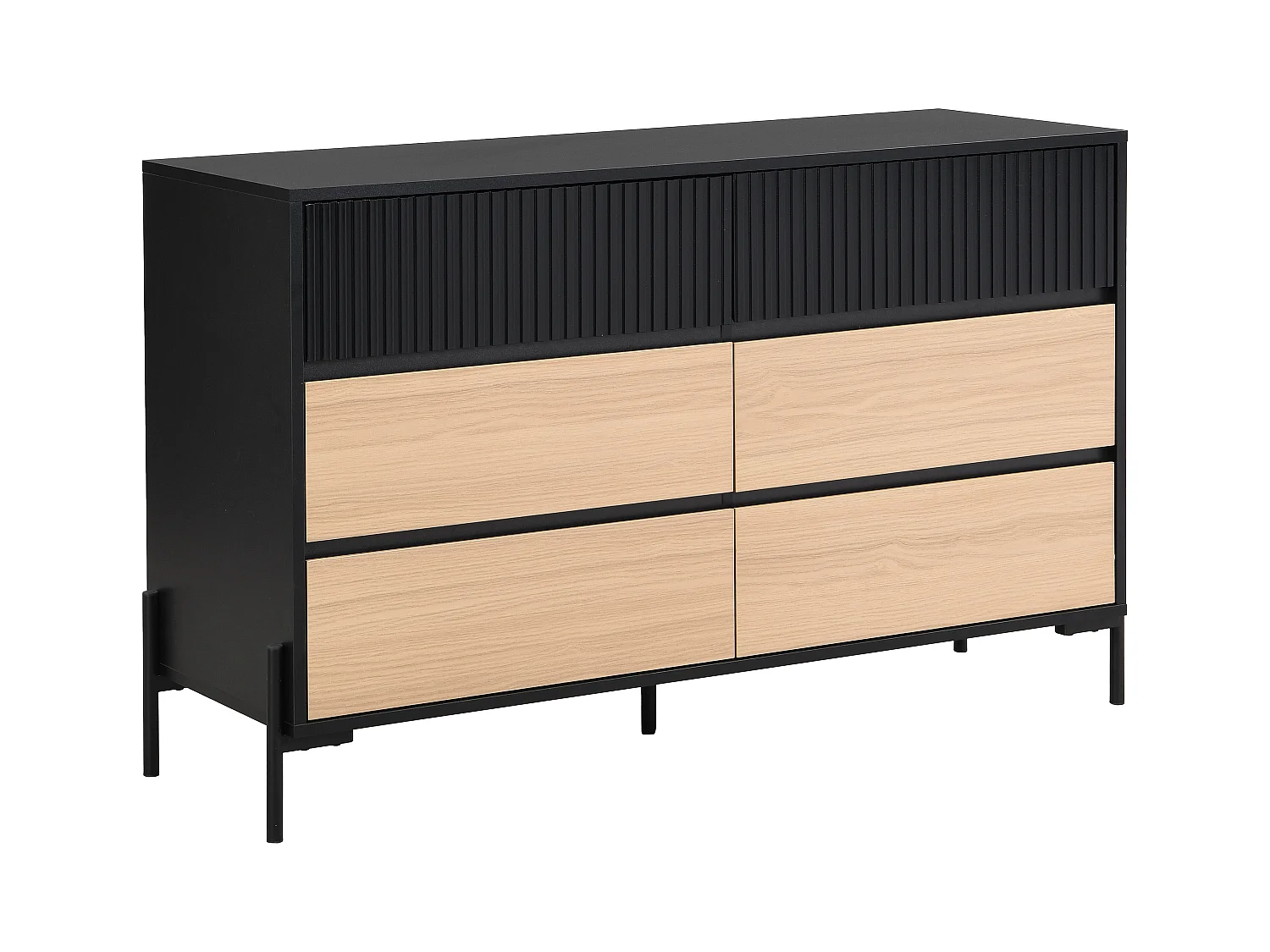 Cómoda de 6 cajones - Negro y natural claro - GLARODI
