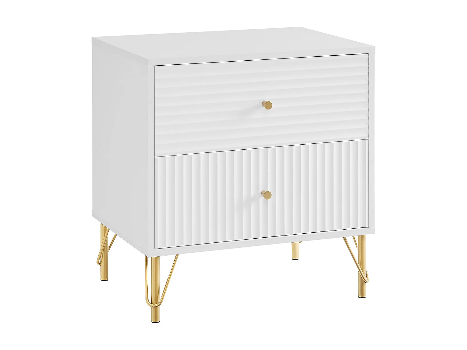 Table de chevet 2 tiroirs - Blanc - LUREO