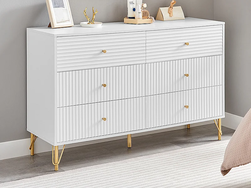 Commode 6 tiroirs - Blanc - LUREO