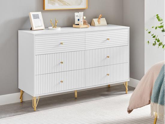 vente unique Commode 6 tiroirs - Blanc - LUREO