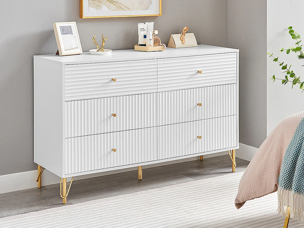 Commode 6 tiroirs - Blanc - LUREO