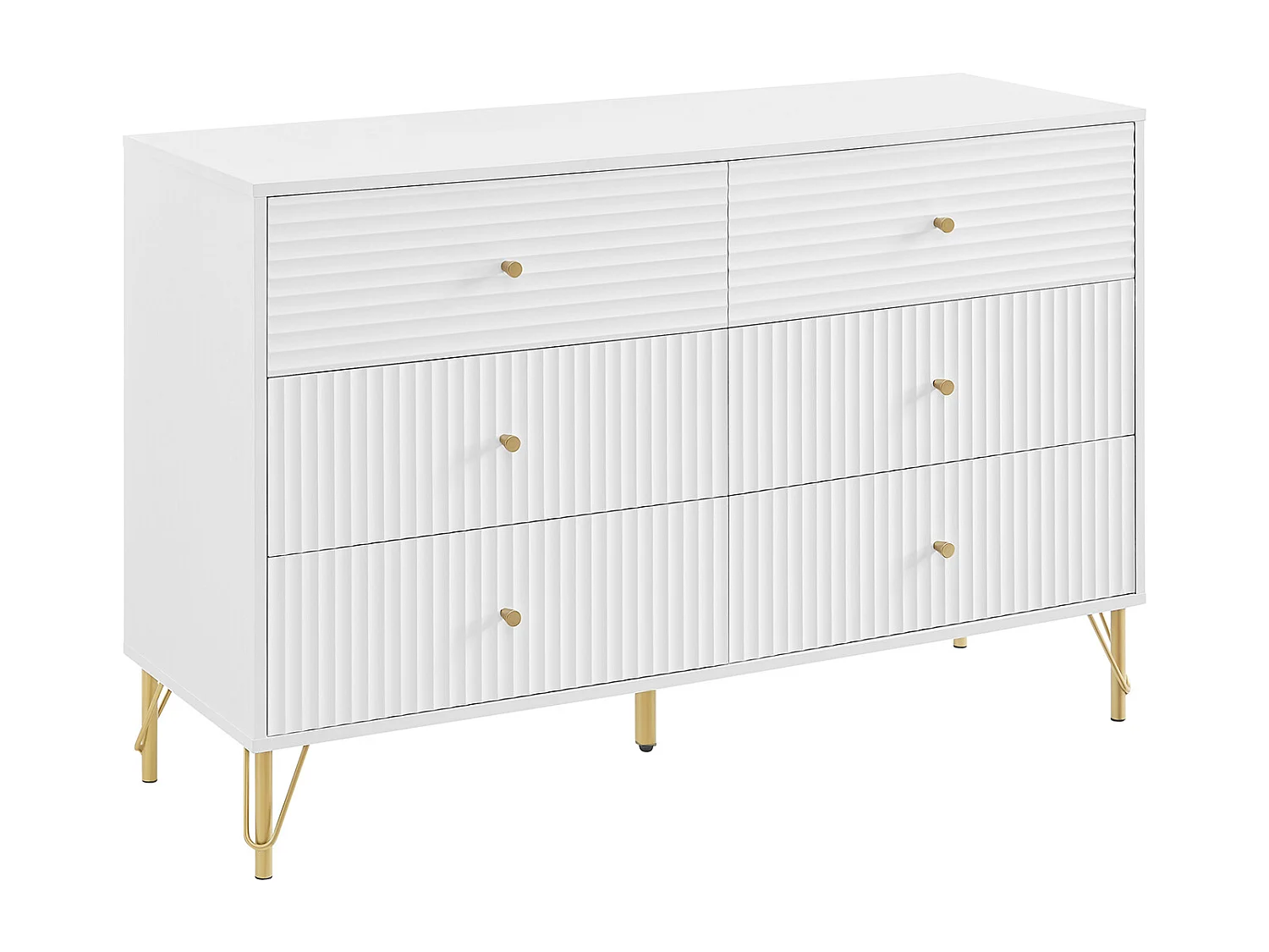 Commode 6 tiroirs - Blanc - LUREO