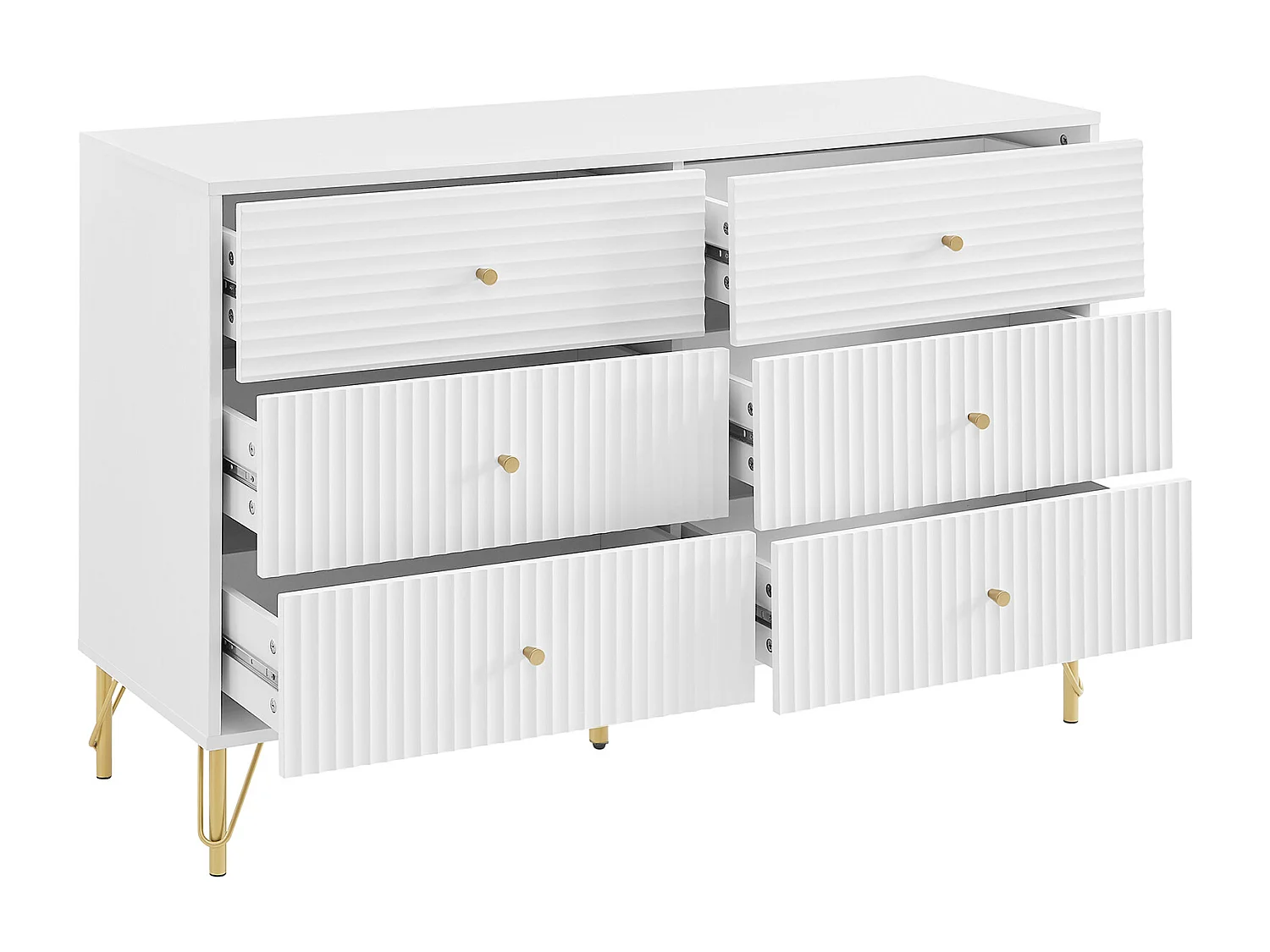 Commode 6 tiroirs - Blanc - LUREO