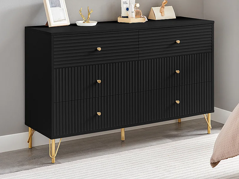 Commode 6 tiroirs - Noir - LUREO