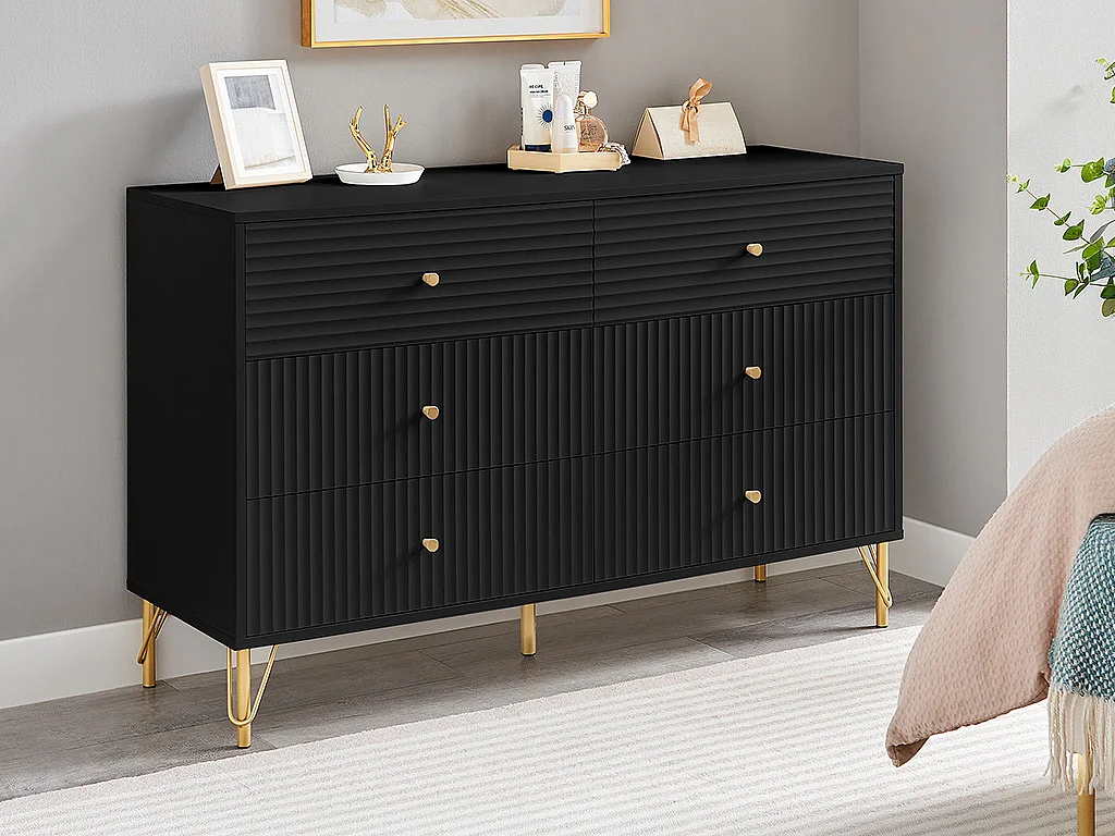 Commode 6 tiroirs - Noir - LUREO