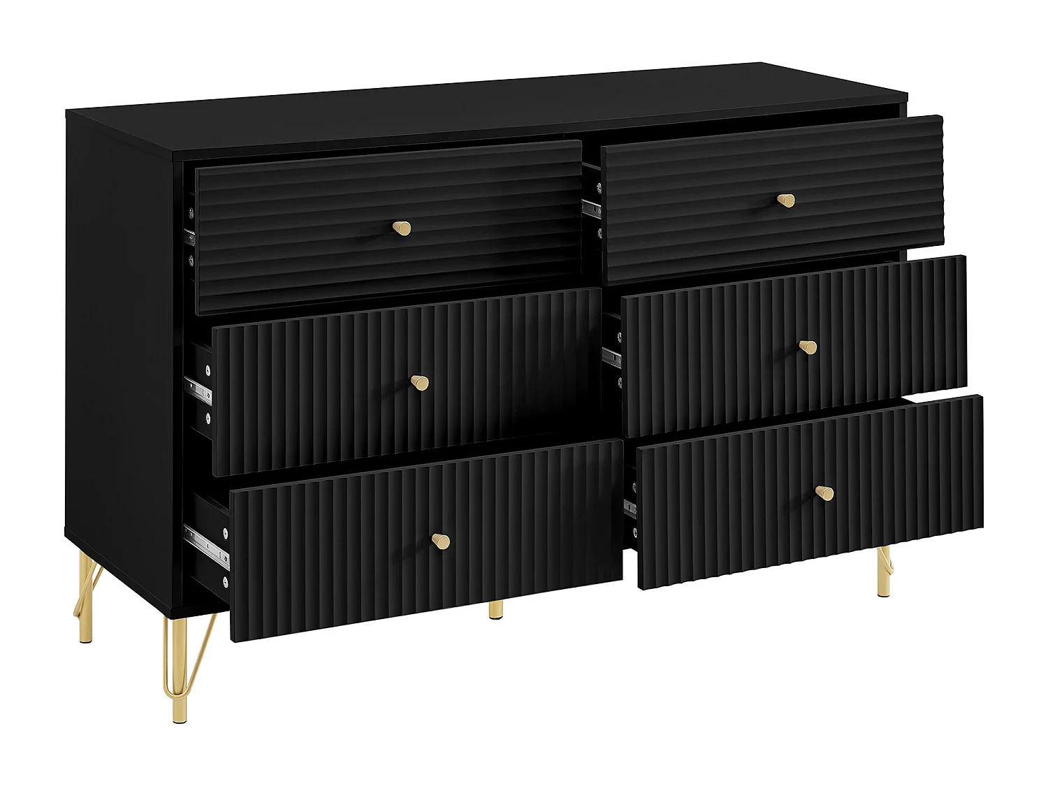 Commode 6 tiroirs - Noir - LUREO