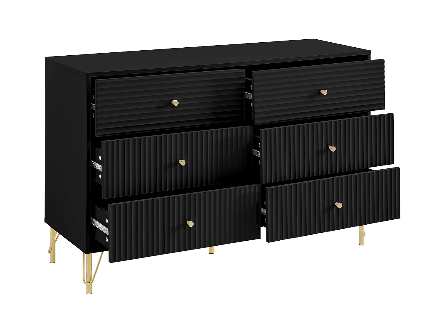 Cómoda de 6 cajones - Negro - LUREO