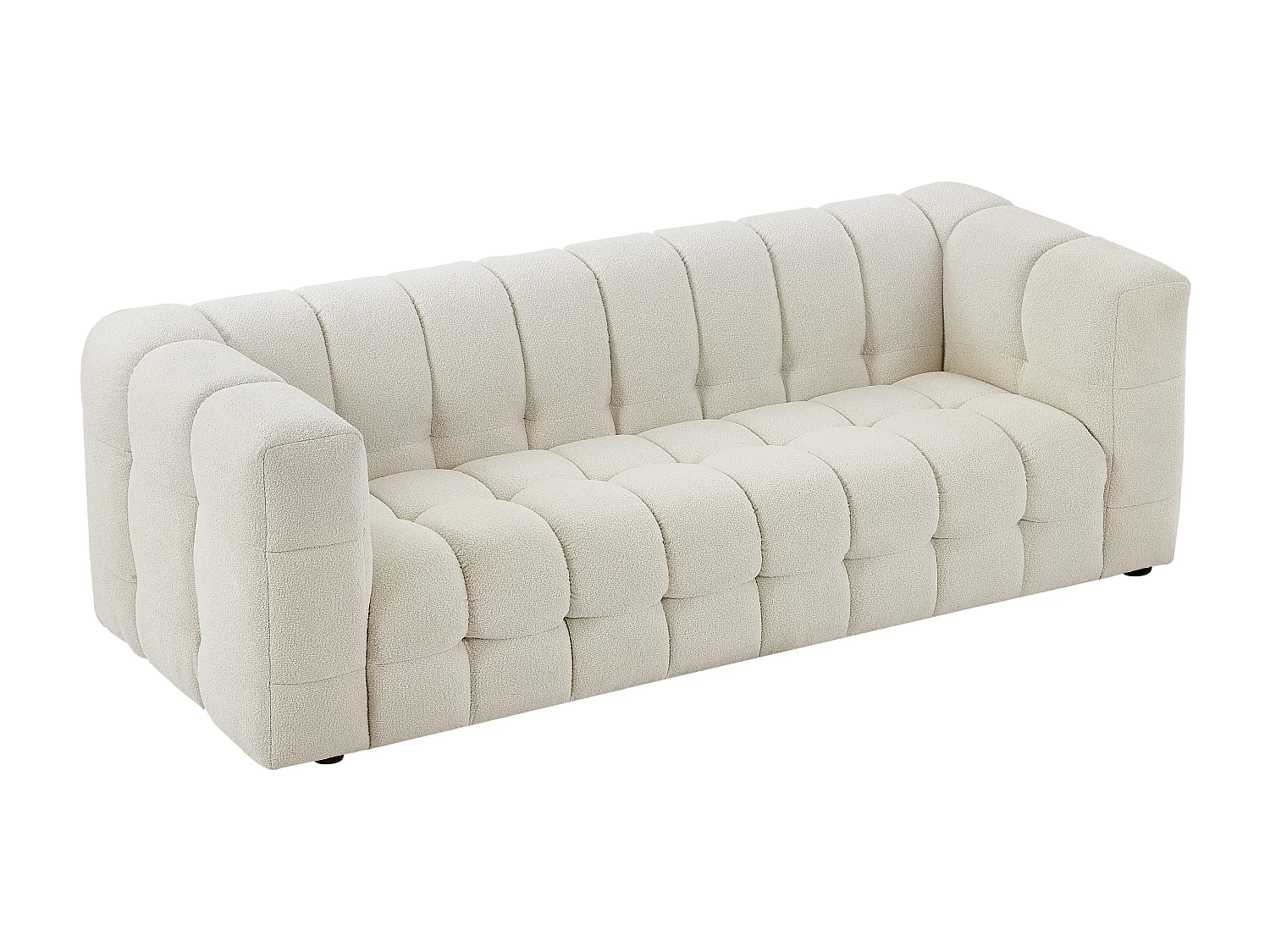 Canapé 3 places et fauteuil en tissu bouclette blanc ivoire LERICI de Pascal Morabito