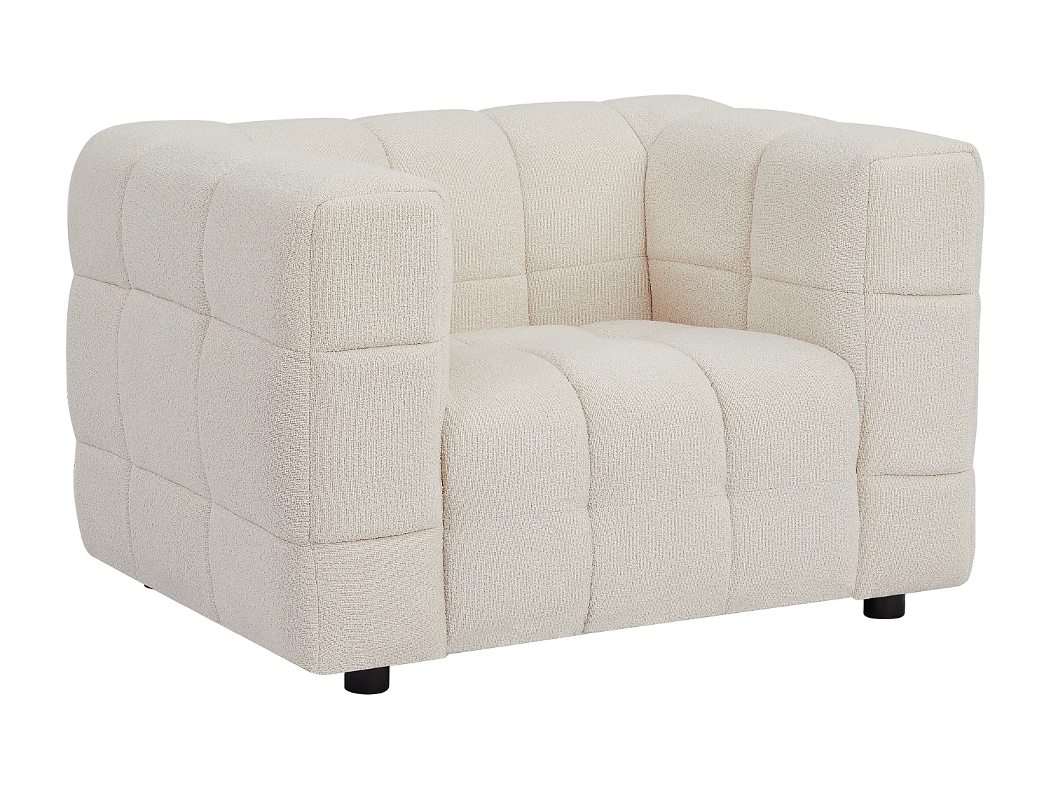 Canapé 3 places et fauteuil en tissu bouclette blanc ivoire LERICI de Pascal Morabito