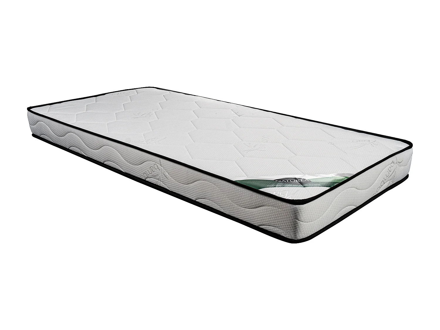 Ensemble 90 x 190 cm cadre à lattes + matelas mousse et coutil bambou ép.15cm - KANANI de NATUREA