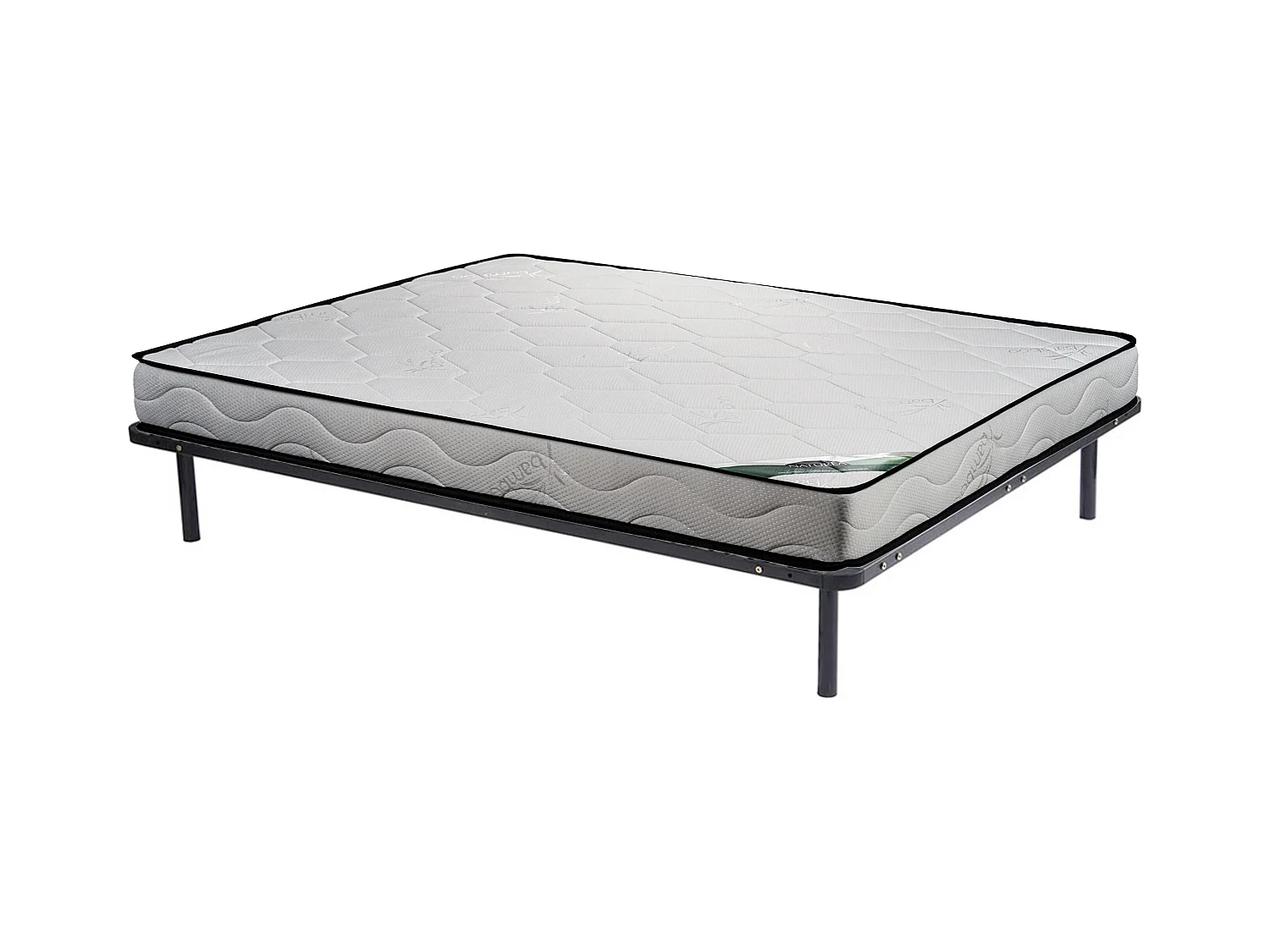 Ensemble 140 x 190 cm cadre à lattes + matelas mousse et coutil bambou ép.15cm - KANANI de NATUREA