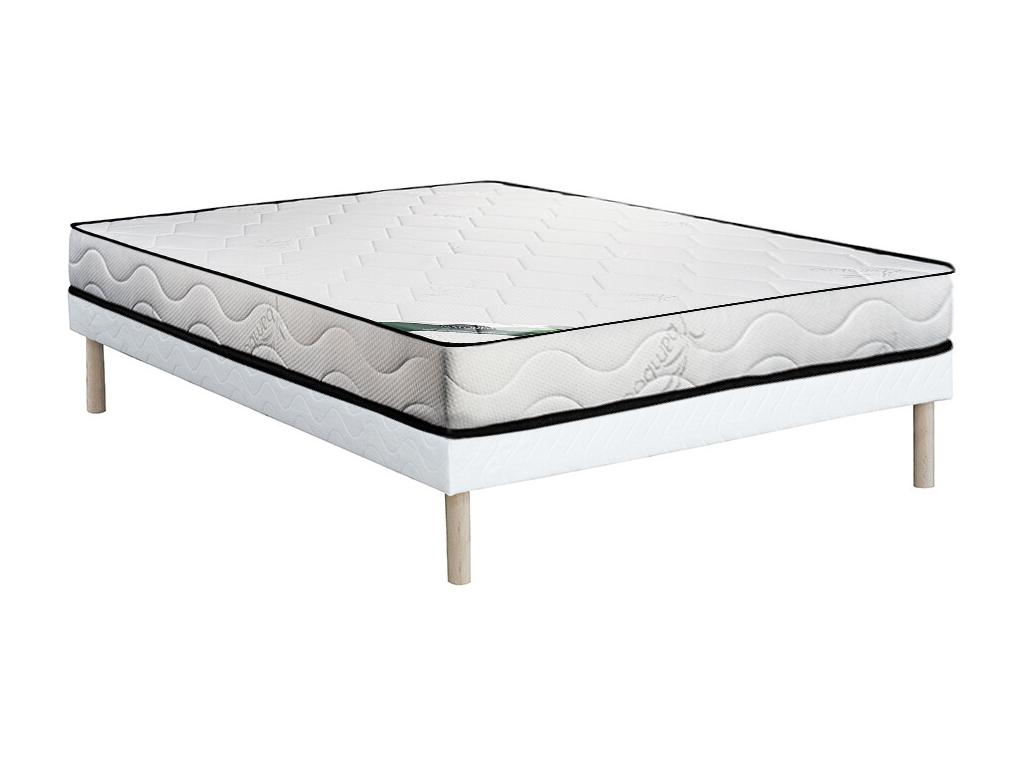 Set aus Bettgestell + Schaumstoffmatratze - 160 x 200 cm - Bambusbezug - KA günstig online kaufen