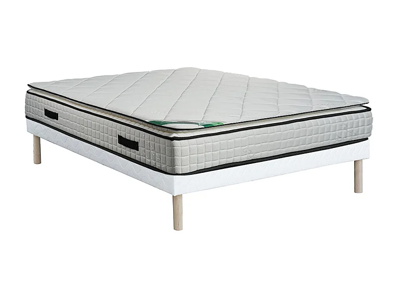 Conjunto 140 x 190 cm somier tapizado + colchón de espuma y relleno de bambú - ADANA de NATUREA