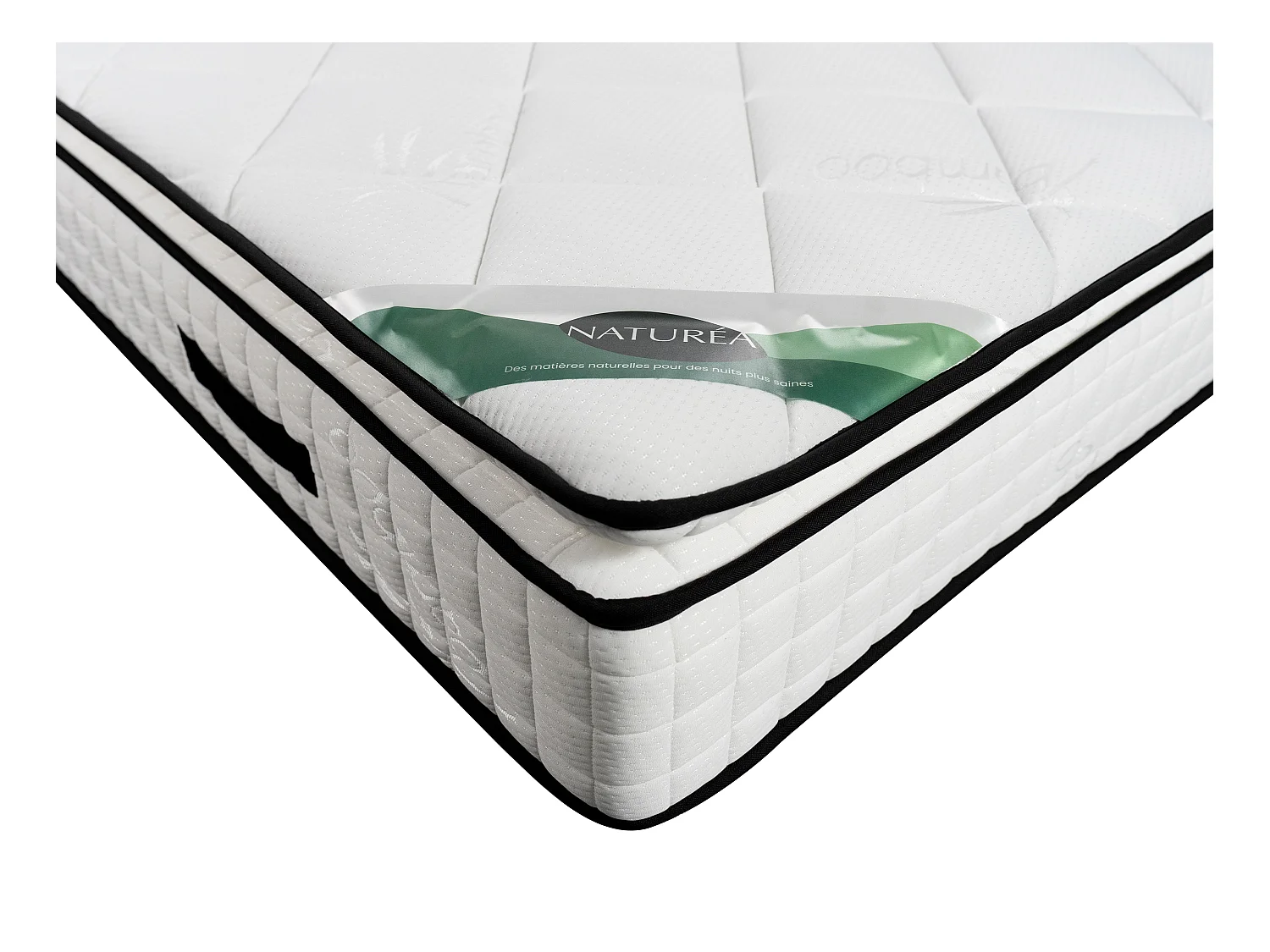Ensemble 160 x 200 cm sommier tapissier + matelas mousse et coutil bambou ép.23cm - ADANA de NATUREA