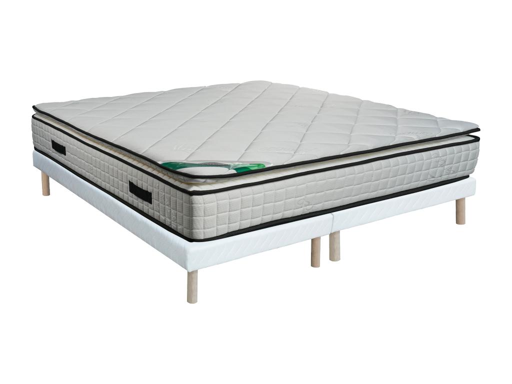 Set aus Polster-Bettgestell + Schaumstoffmatratze - Bambusbezug - 180 x 200 günstig online kaufen