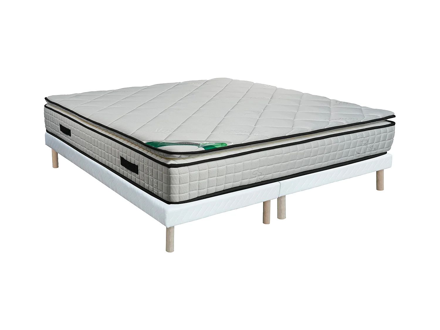 Ensemble 180 x 200 cm sommier tapissier + matelas mousse et coutil bambou ép.23cm - ADANA de NATUREA