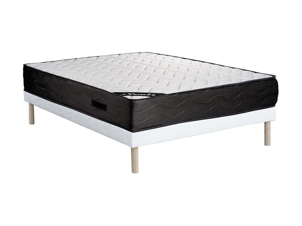 Ensemble 140 x 190 cm sommier tapissier + matelas ressorts ensachés 7 zones et mémoire de forme ép.24cm - MERISI de YSMÉE