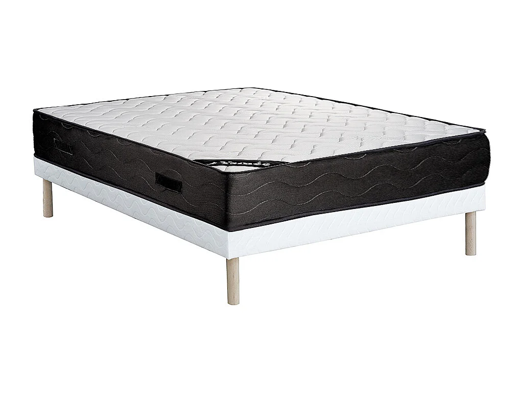 Set 160 x 200 cm gewatteerde bedbodem + matras met pocketveren en 7 zones met vormgeheugen - MERISI van YSMÉE