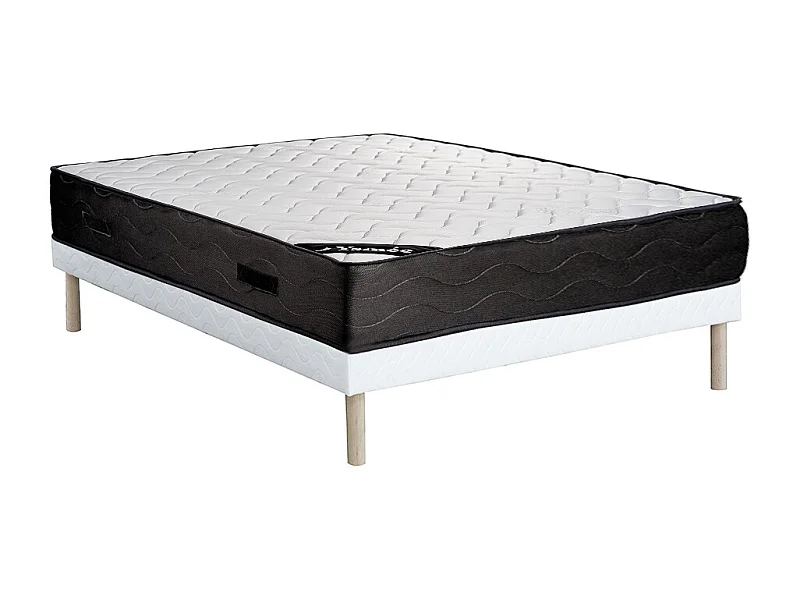 Ensemble 160 x 200 cm sommier tapissier + matelas ressorts ensachés 7 zones et mémoire de forme ép.24cm - MERISI de YSMÉE