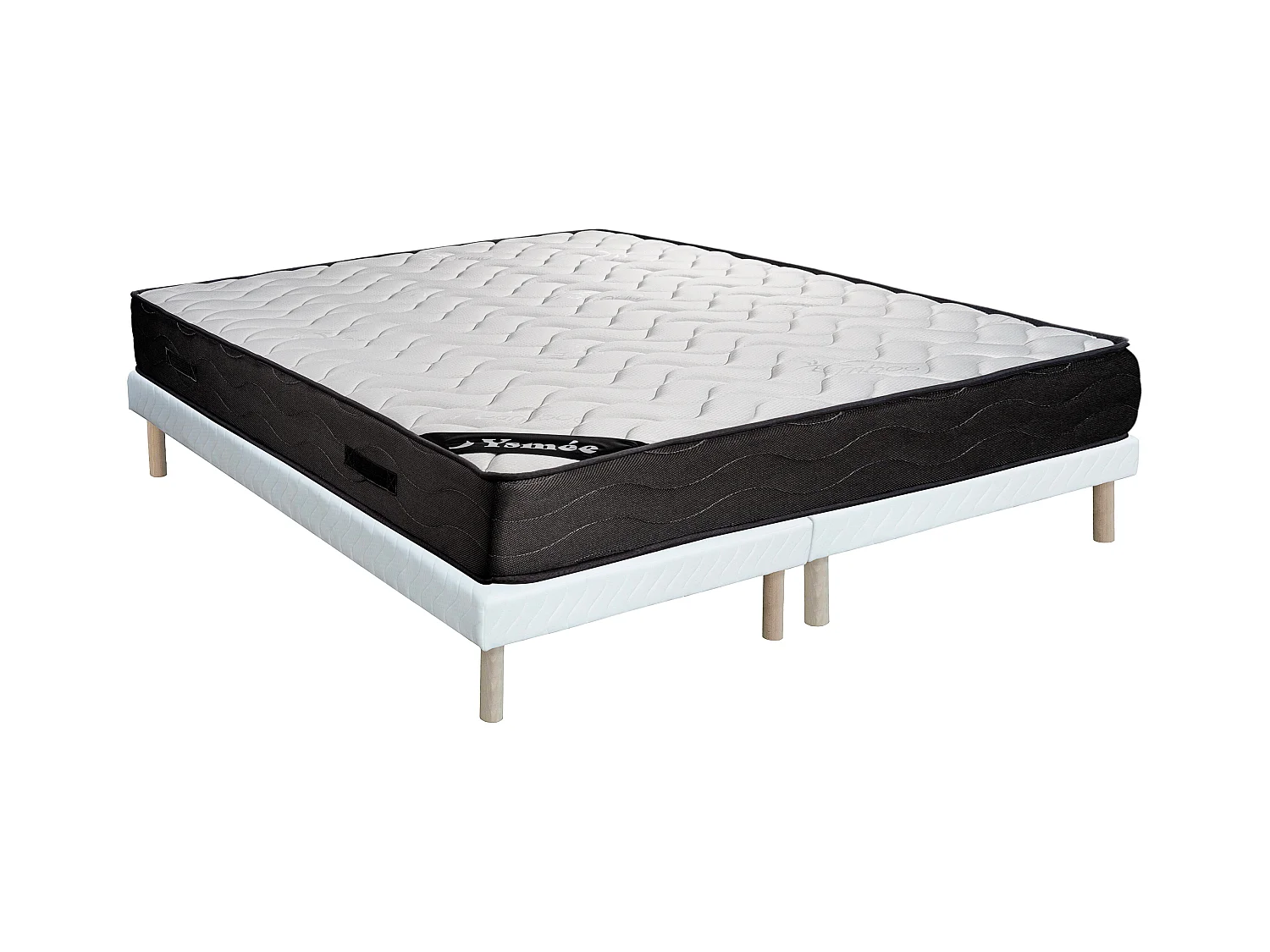 Ensemble 180 x 200 cm sommier tapissier + matelas ressorts ensachés 7 zones et mémoire de forme ép.24cm - MERISI de YSMÉE